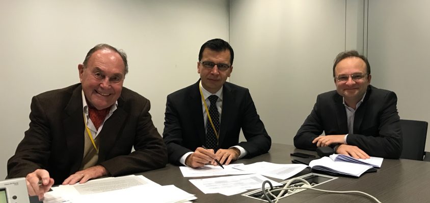 Some members of the EIPM-Peter Kraljic Awards Jury during a meeting in November 2016: Dr Peter Kraljic, President of the Jury, Danijel Banek, from Atlantic Grupa, and Hugues Schmitz, from Lyonnaise des Eaux.
